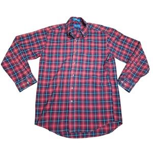 Pendleton Sir Pendleton Plaid Button Down Shirt Men's M Red Blue Long Sleeve